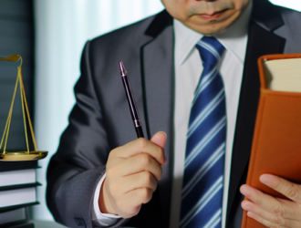 A lawyer analyzing a case file