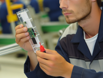A product assembler in a manufacturing unit focusing on the quality of the product