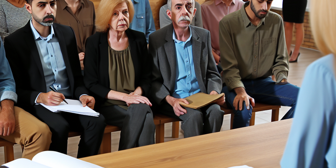 group of people gathered in a courtroom for a lawsuit hearing