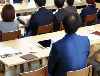 A group of investors congregated in a meeting room
