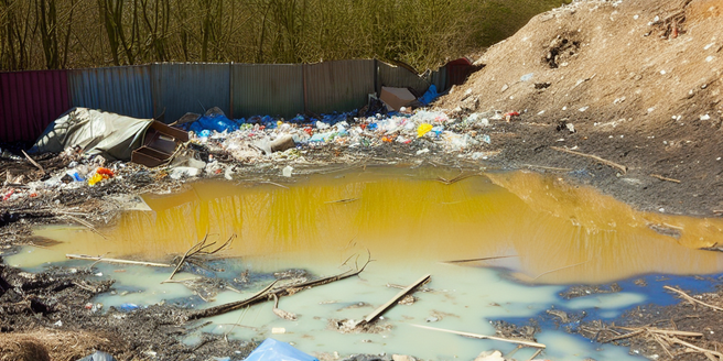 Exposed hazardous waste site illustrating environmental harm due to negligence