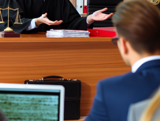 Lawyers presenting their case in front of the judge on a data breach case