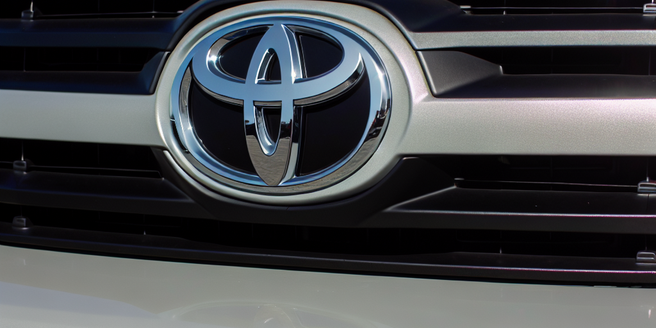 Toyotas logo visible on the front of a vehicle